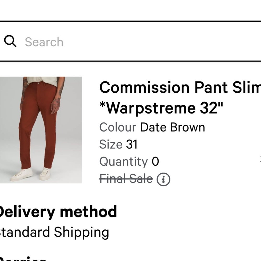 Lululemon Commission Pant Slim, 32L 31 waist